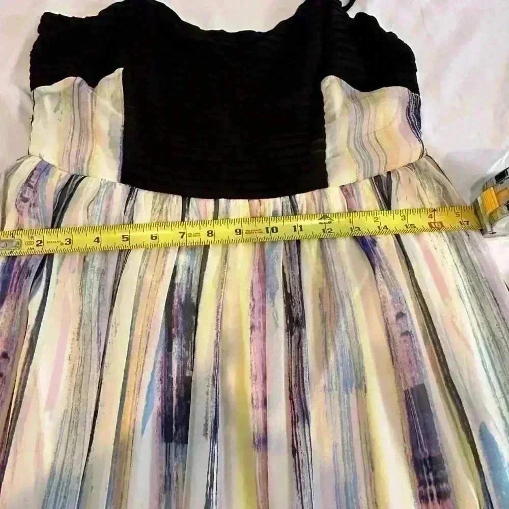 Bar III Long Dress w/Pleated Black Top, long & Breezy (Multi-Color) Size XL - Picture 8 of 10
